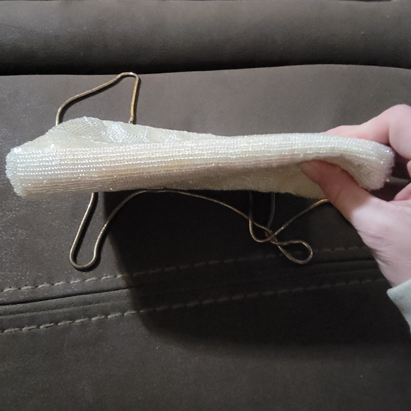 Nordstrom White Beaded Clutch with Gold Accents - Picture 9 of 9